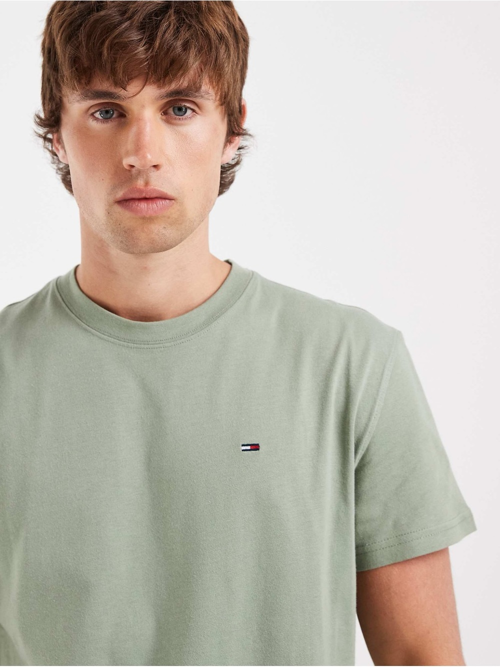 Tommy Hilfiger Men's Olive Green Crewneck T-Shirt in Medium